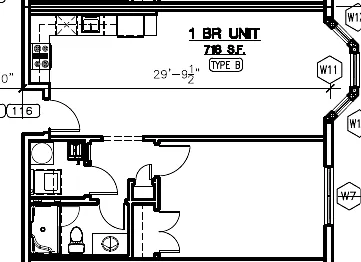 Floor plan 1 bedroom blue