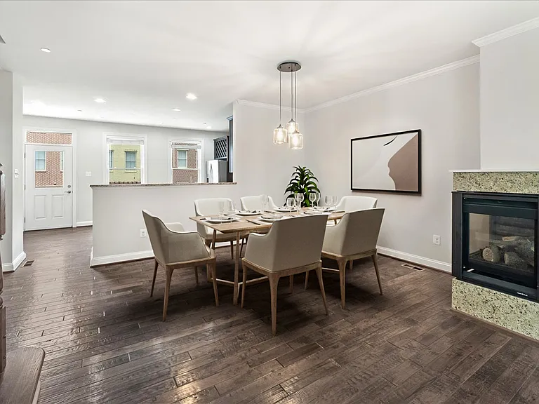 Living/Dining Room with high ceilings (Virtual Staging)