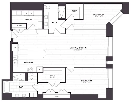 Floor plan 2 Bed/2 Bath-PH 01