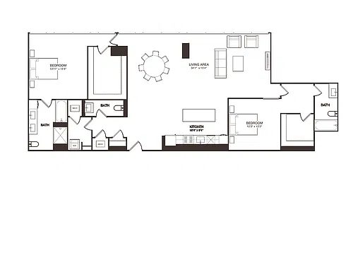 Floor plan 2 Bed - 2.5 Bath | B19