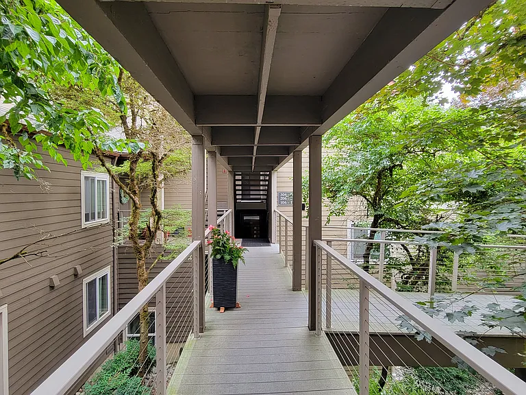 The walkway into the apartment.