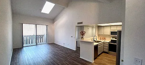 Floor plan 1 Bedroom 1 Bath High Ceilings Pool Sunset View