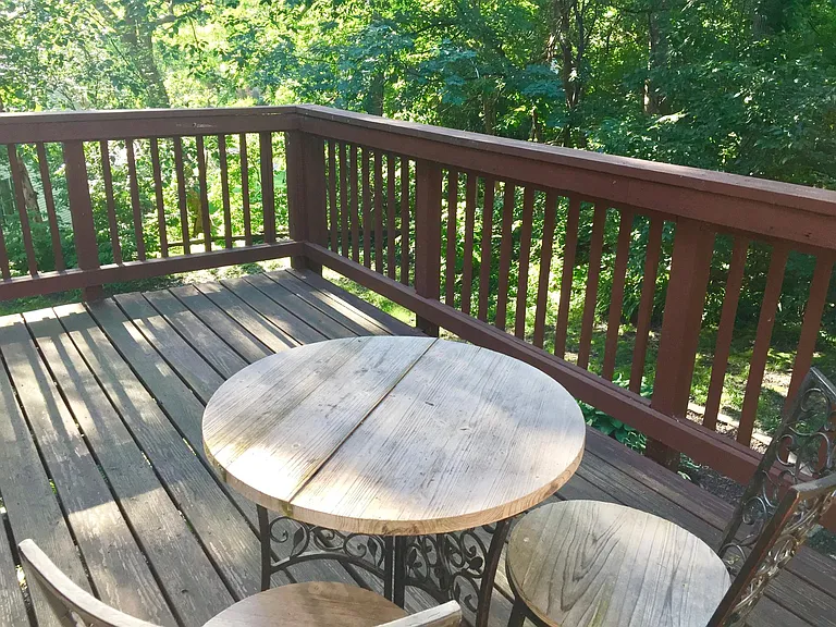 Deck and private back yard.