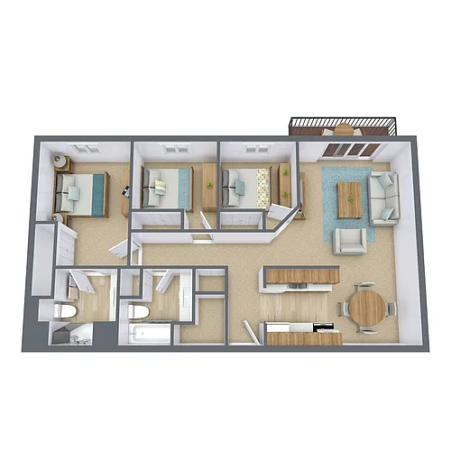 Floor plan Three Bedroom 32A