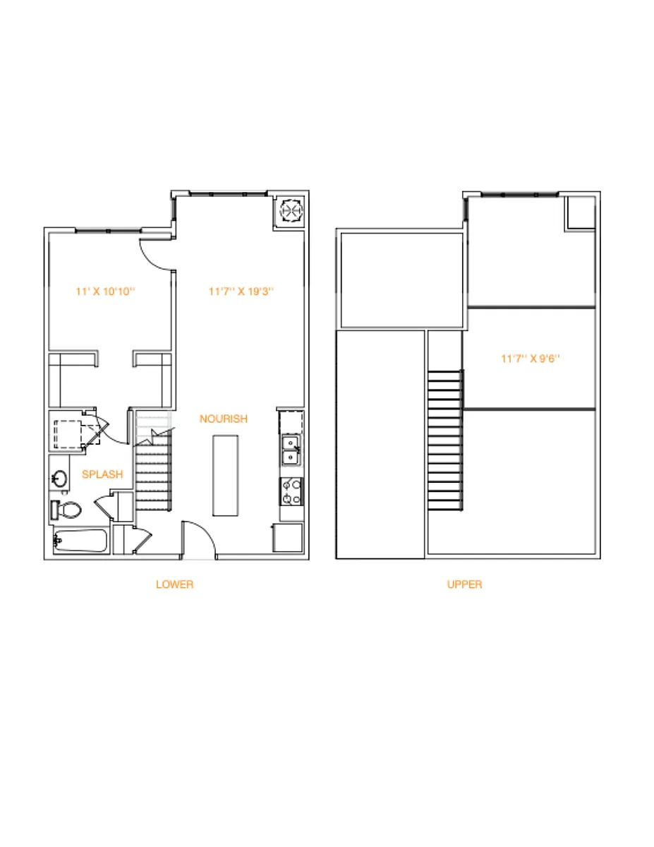 Floor plan 1x1 894 sf Loft Classic (A9 Loft)