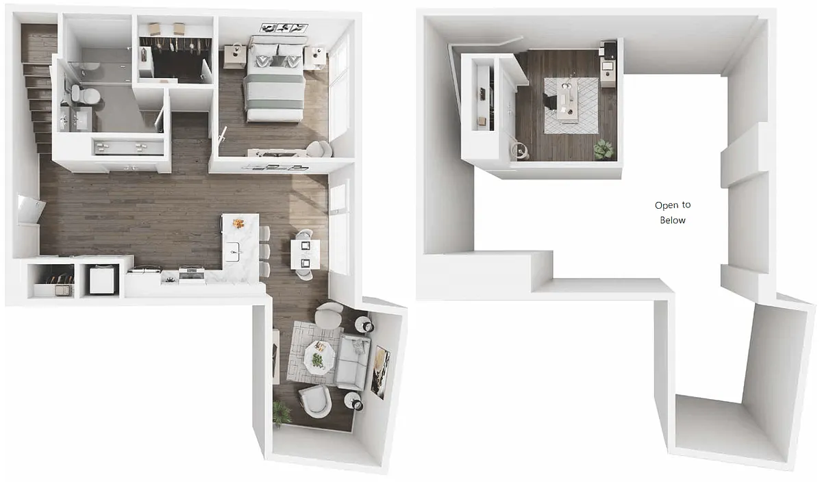 Floor plan 1 BEDROOM MEZZANINE+DEN-1