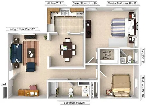 Floor plan 2BR - 1.5BTH