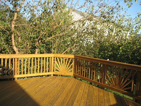 large deck with tree view