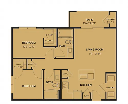 Floor plan B1-Mesquite 80% (Income Restrictions Apply)