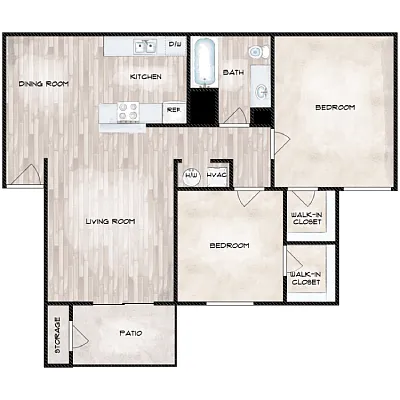 Floor plan 2 Bedroom 1 Bathroom