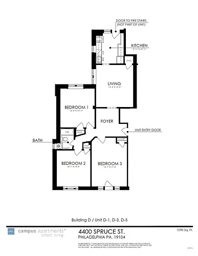 Floor plan 3 Bedroom 1 Bathroom