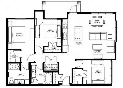 Floor plan Three Bedroom C