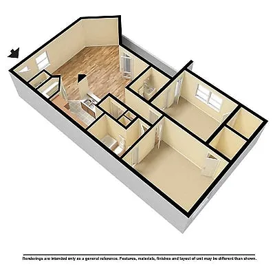 Floor plan 2 Bed 2 Bath Twin Suite Den