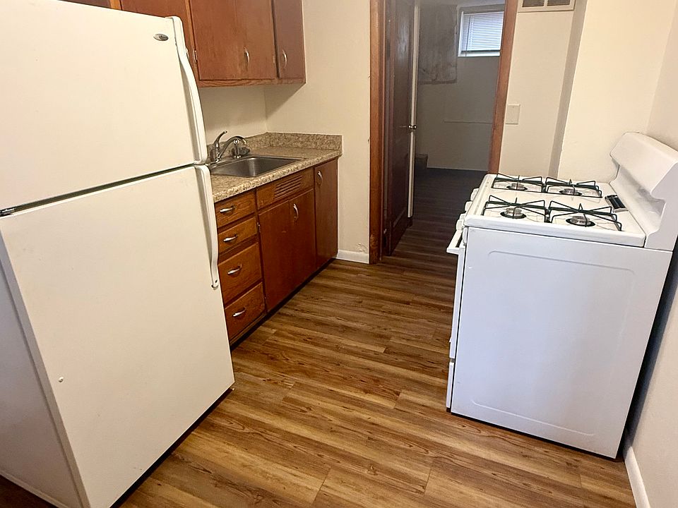 Kitchen with doorway to bathroom