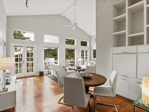 Open plan dining nook off family room and kitchen