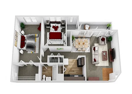 Floor plan 2 Bedroom 1 Bathroom