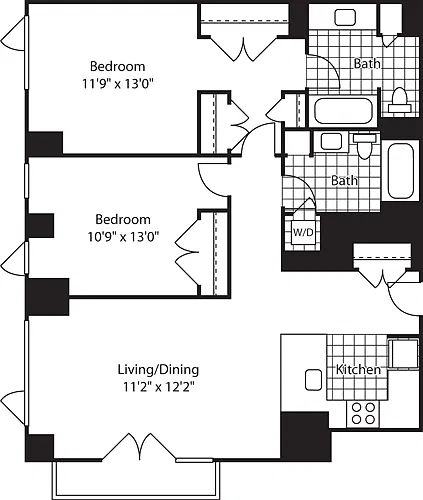 Floor plan 2 Bed (North)- 1159