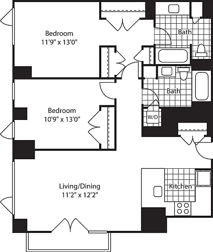 Floor plan 2 Bed (North)- 1159