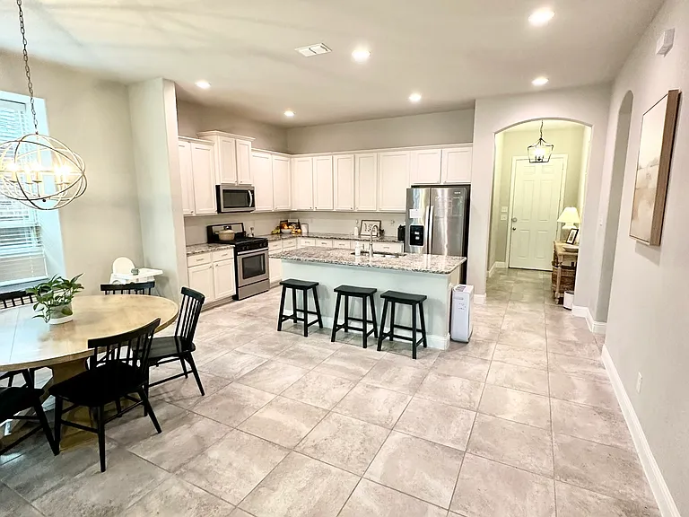 open concept dining and kitchen area