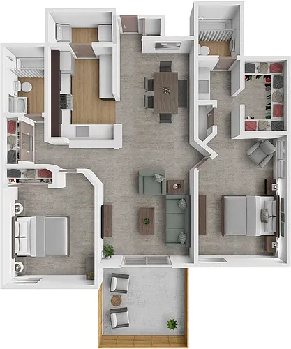 Floor plan 2bd 2bth 1200 FL split deluxe