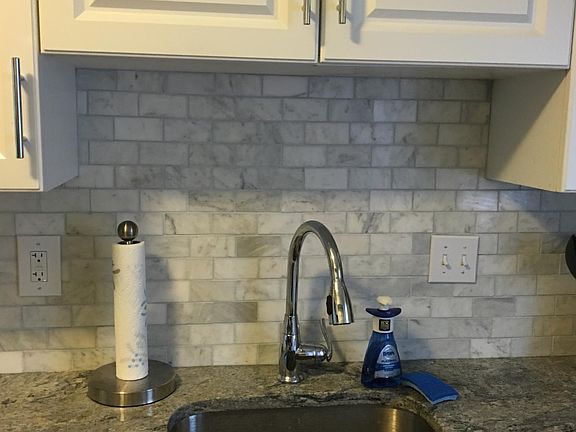 New Kitchen Sink, new granite counterop and backsplash