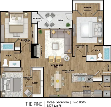 C1 Floorplan: 3 Bedroom, 2 Bathroom C1 Floorplan: 3 Bedroom, 2 Bathroom