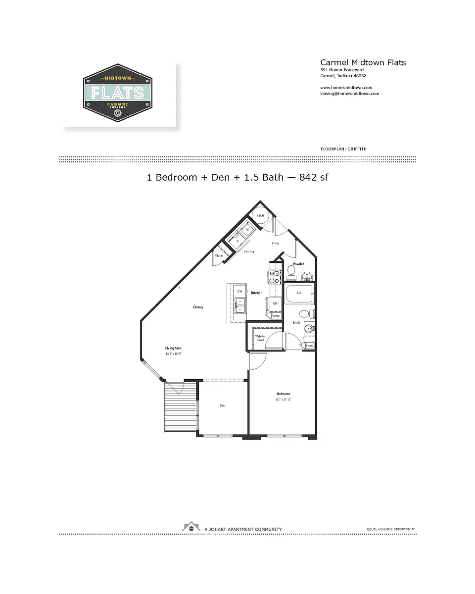 Floor plan 1 Bedroom, 1.5 Bathroom