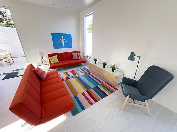 The living area is ready for the large video screen.