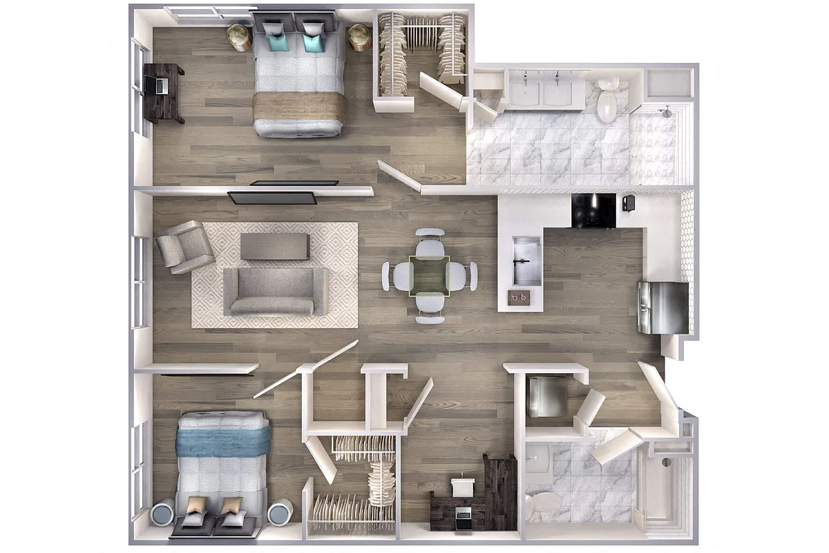 Floor plan Avenue F | 2 Bed/2 Bath-B2