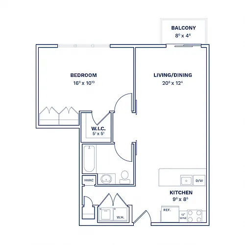 Floor plan 1 Bed/1 Bath-A3