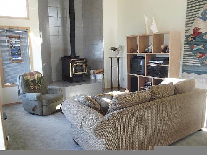 Living room with woodstov
