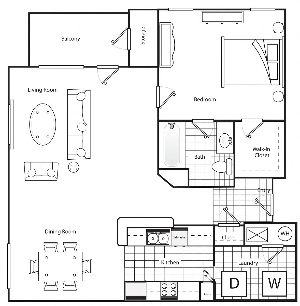 Floor plan One Bedroom One Bathroom