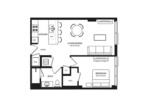 Floor plan 1 Bed/1 Bath-A1F