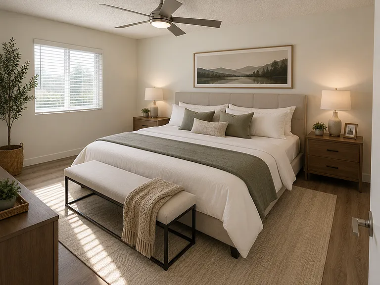 Flat Level Primary Bedroom-digital rendering-measurements/proportions approximate