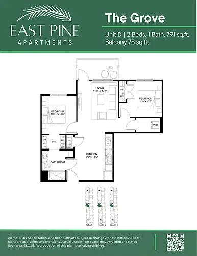Floor plan The Grove - 2 Bedroom