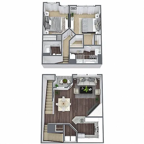 Floor plan B4: 2 Bed 2 Bath