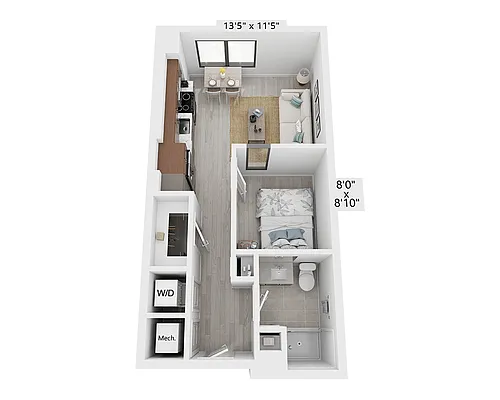 Floor plan One Bedroom - A1D