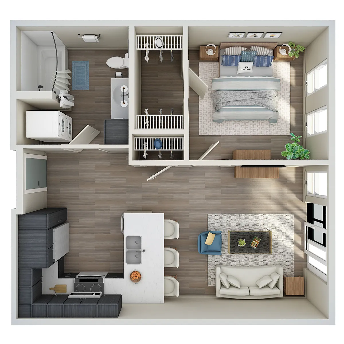 Floor plan 1 Bed, 1 Bath - MFTE - N
