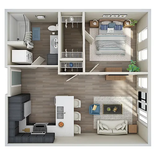 Floor plan 1 Bed, 1 Bath - MFTE - N