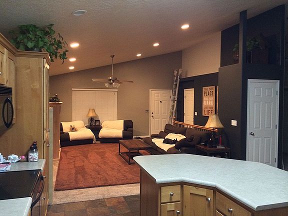 Open living room to kitchen 