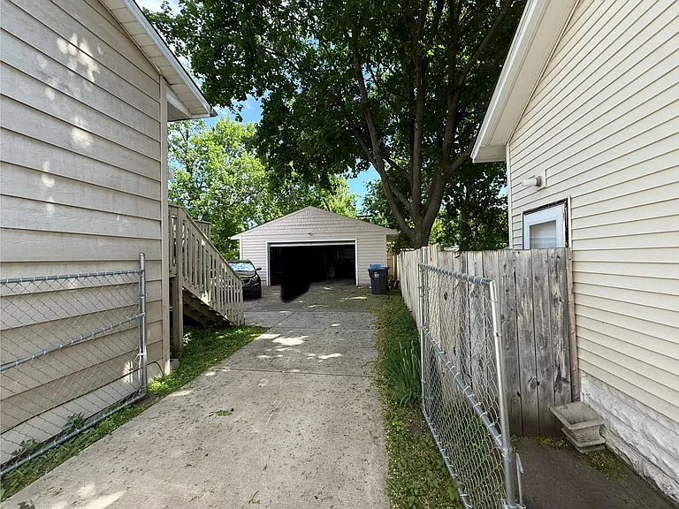 Two car garage with lots of storage