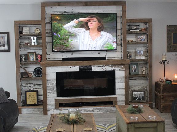 built-in media & fireplace