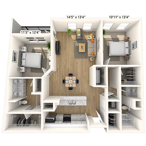 Floor plan Traditional 2x2 979-1272 SF