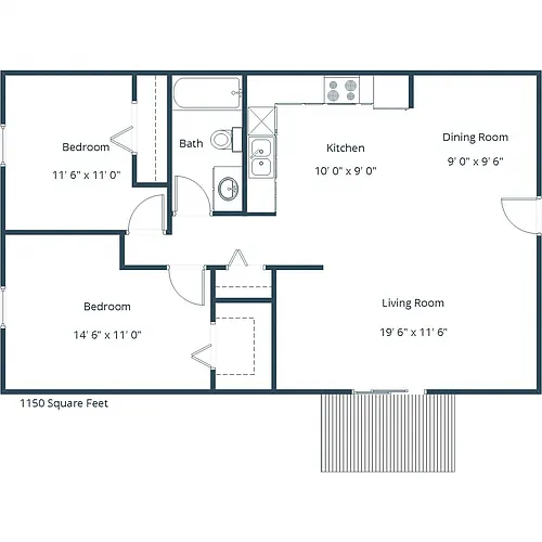 Floor plan Two Bedroom 21B