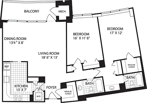 Floor plan 2 Bedrooms O
