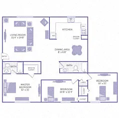 Floor plan 3 Bedroom 2 Bath