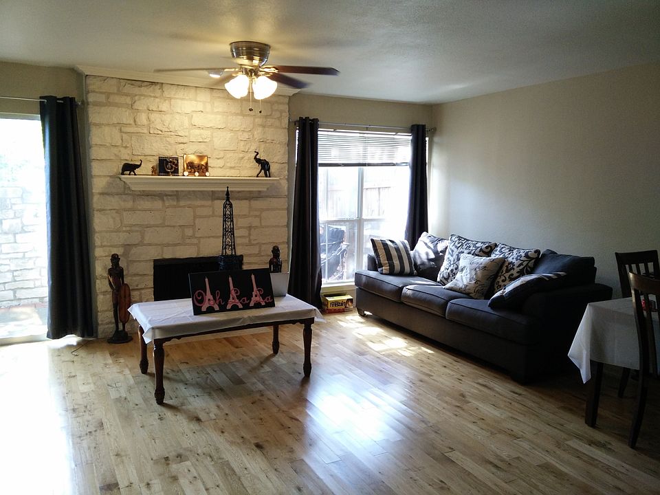 living room and fireplace