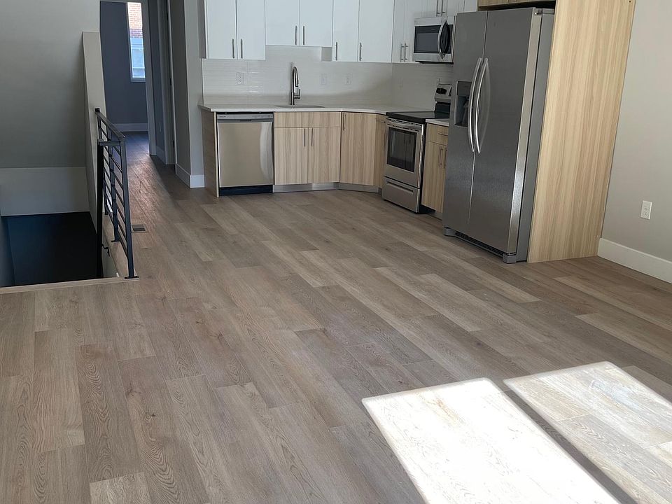 kitchen, dining and living area