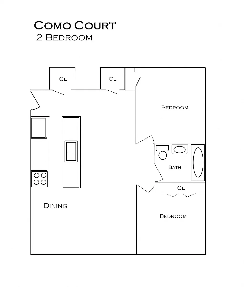 Floor plan Renovated 2 Bedroom 1 Bath