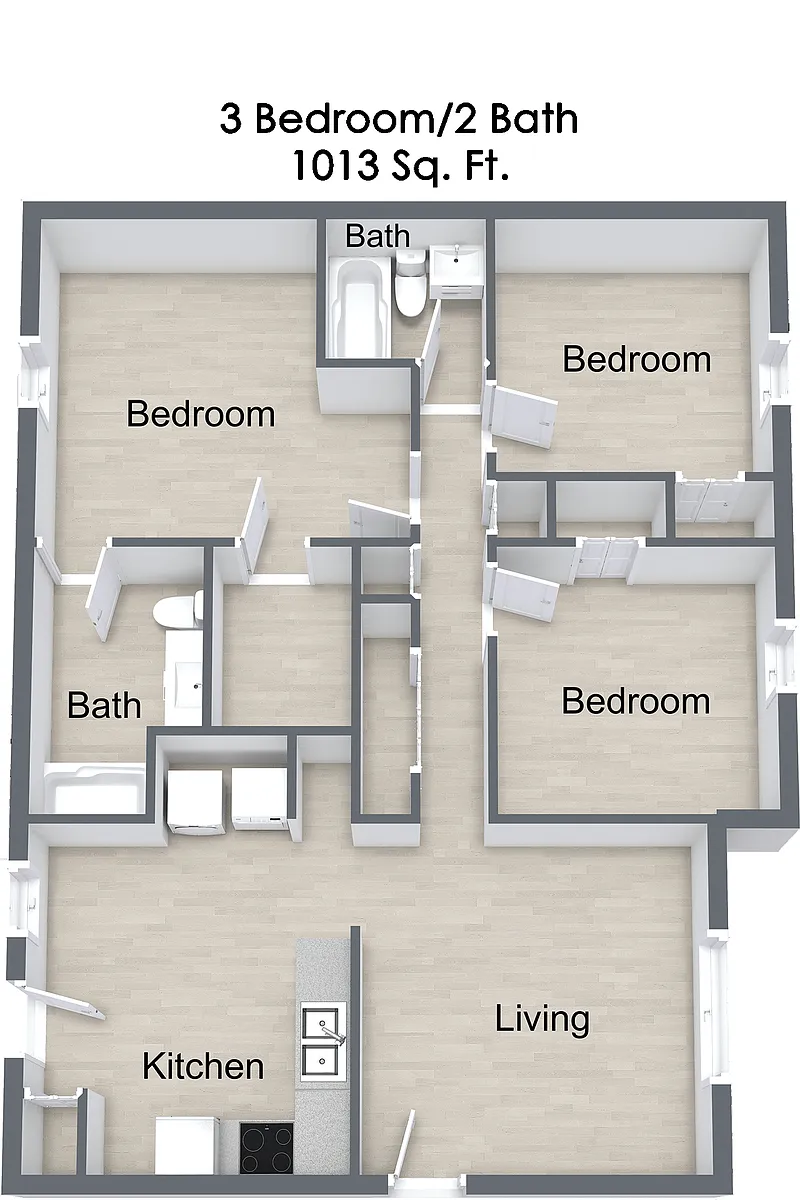 Floor plan Three Bedroom Flat